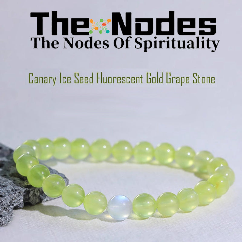 Women‘s Bracelet Natural Prehnite And Moonlight StoneBeads Handmade Bracelet Brings You Money And Good Luck Stretchable Bracelet