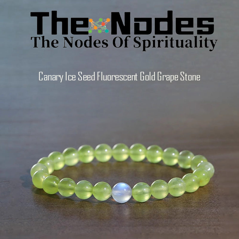 Women‘s Bracelet Natural Prehnite And Moonlight StoneBeads Handmade Bracelet Brings You Money And Good Luck Stretchable Bracelet