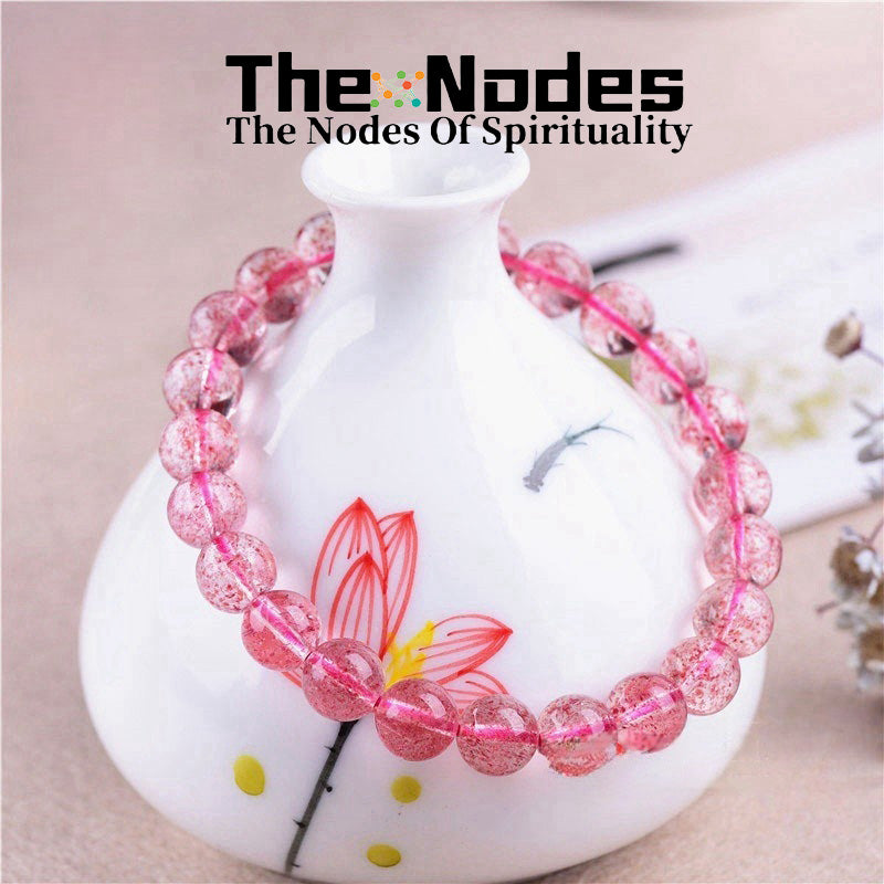 Natural Rose Quartz Bracelet Women's Bracelet Light Color Natural Healing Rose Quartz Stretchable Bracelet Transfer Good Luck