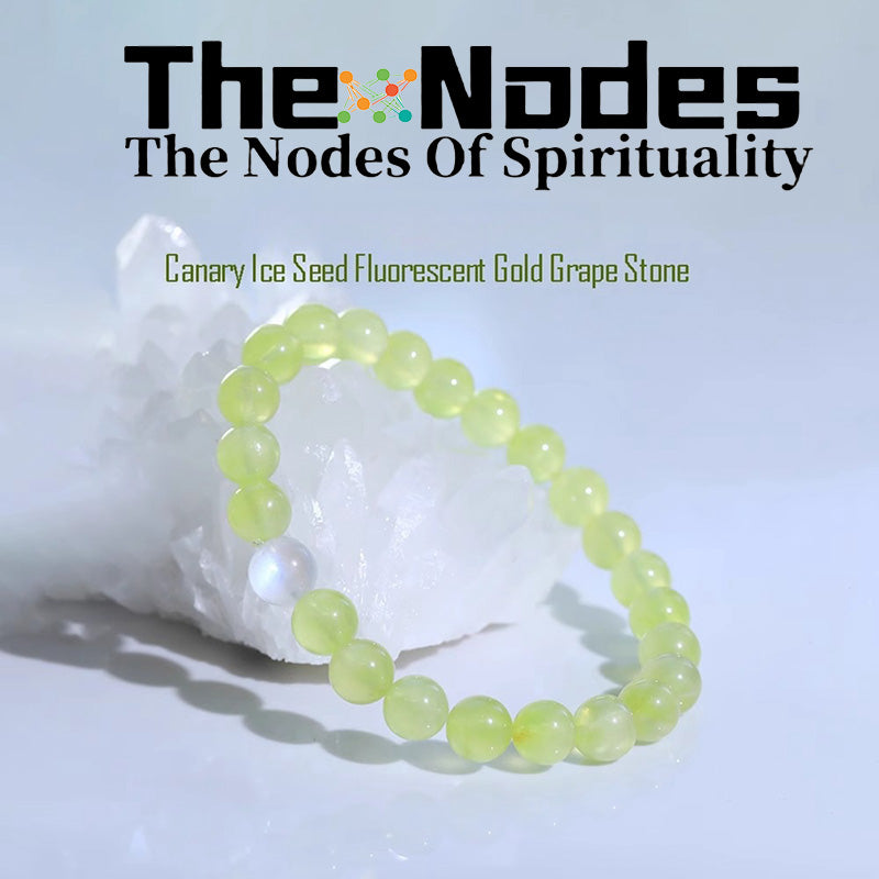 Women‘s Bracelet Natural Prehnite And Moonlight StoneBeads Handmade Bracelet Brings You Money And Good Luck Stretchable Bracelet