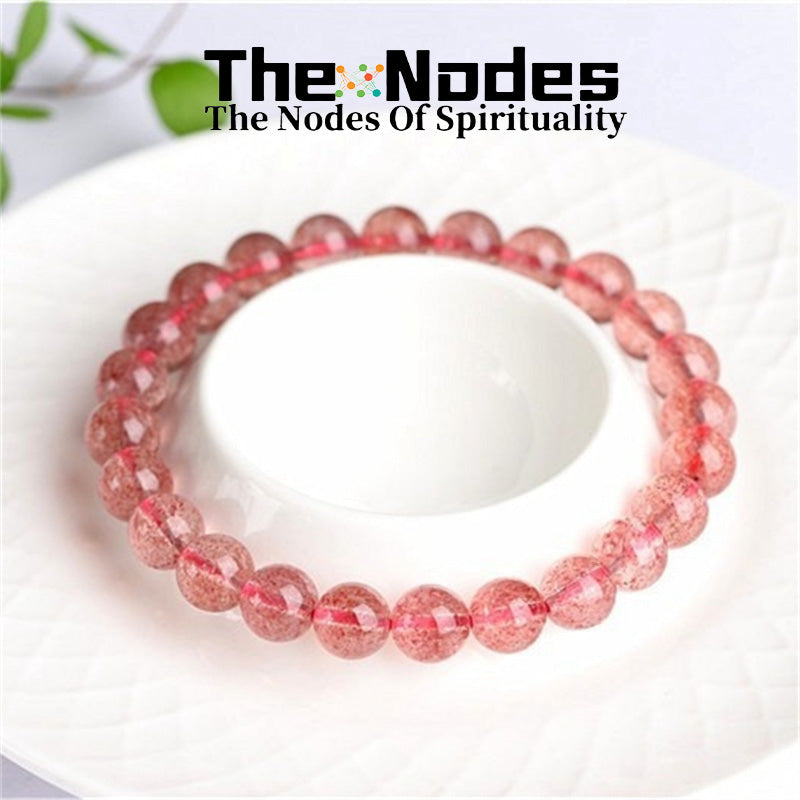 Natural Rose Quartz Bracelet Women's Bracelet Light Color Natural Healing Rose Quartz Stretchable Bracelet Transfer Good Luck