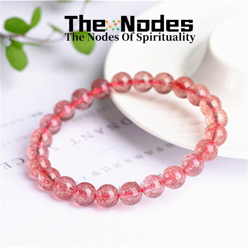 Natural Rose Quartz Bracelet Women's Bracelet Light Color Natural Healing Rose Quartz Stretchable Bracelet Transfer Good Luck